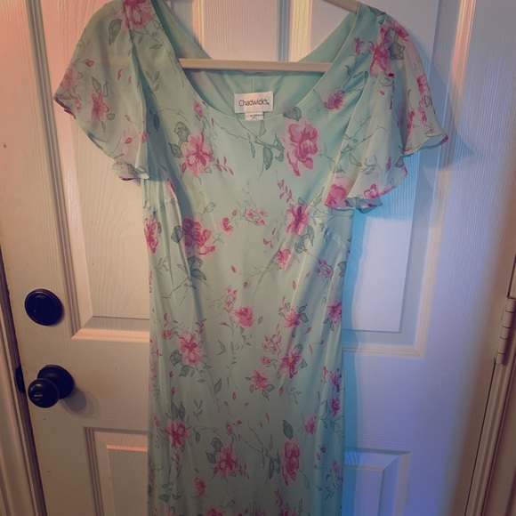Chadwick’s Mint Floral Dress P - Picture 1 of 4